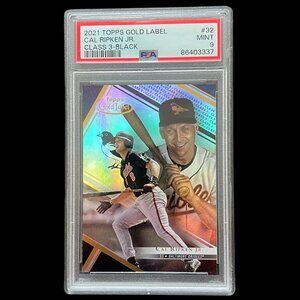 Graded Cal Ripken 2021 Topps Gold Label #22 Class 3 Black | PSA Graded 9 | Shiny